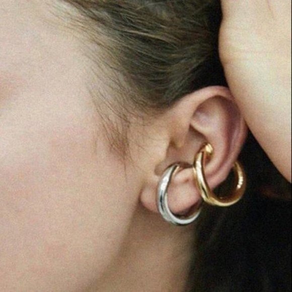 NWOT Anthro BaubleBar Cuff Earrings in Silver - Picture 2 of 6